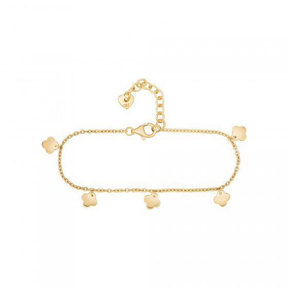 Armband 925 Sterling Silber gelb vergoldet Anhänger Clover Kleeblatt 