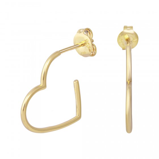 Creole 925 Sterling Silber gelb vergoldet Herz 