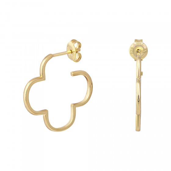 Creole 925 Sterling Silber gelb vergoldet Kleeblatt 