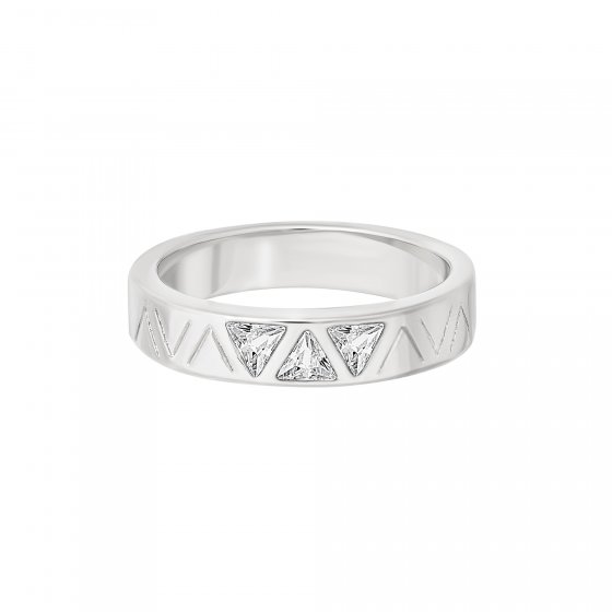 Ring 925 Sterling Silber rhodiniert mit Zirkonia Dreiecken 