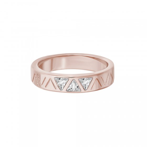 Ring 925 Sterling Silber rosé vergoldet mit Zirkonia Dreiecken 
