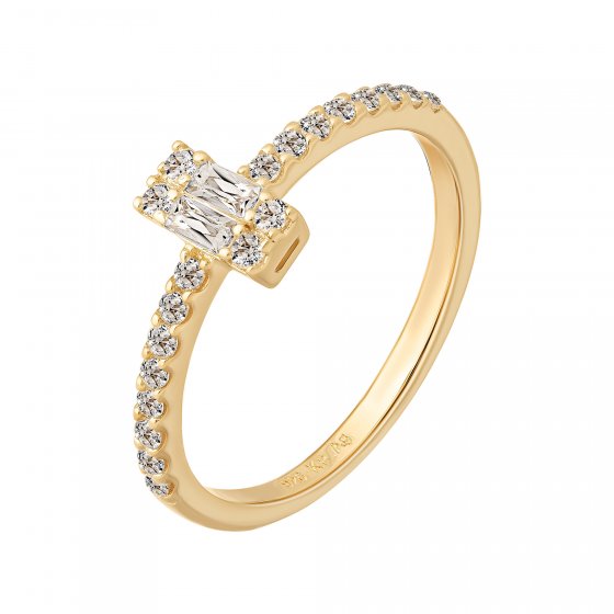 Ring 925 Sterling Silber gelb vergoldet mit Zirkonia 