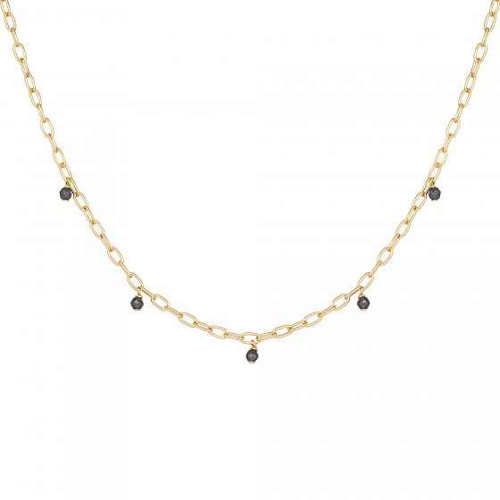 Halskette 925 Silber vergoldet Hämatit 
