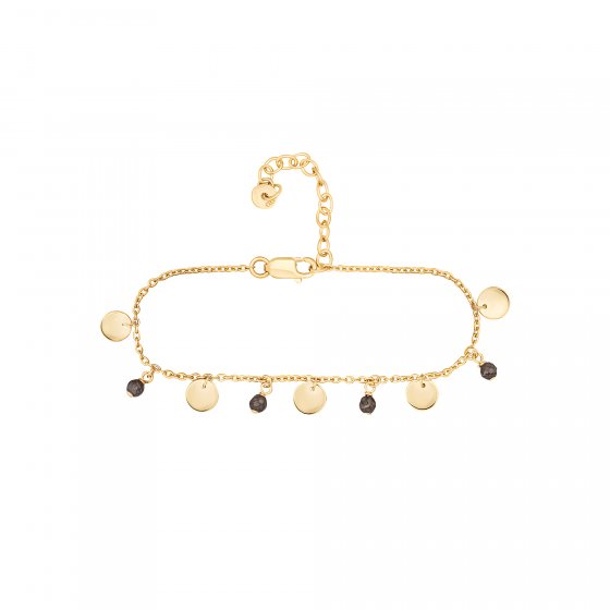 Armband 925 Silber vergoldet Hämatit Plättchen 