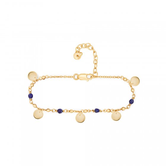 Armband 925 Silber vergoldet Lapislazuli Plättchen 