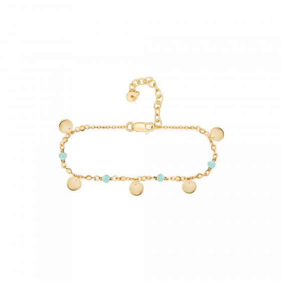 Armband 925 Silber vergoldet Amazonit Plättchen 