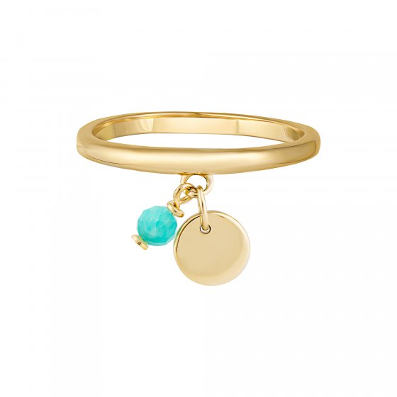 Ring 925 Silber vergoldet Anhänger Amazonit Plättchen 