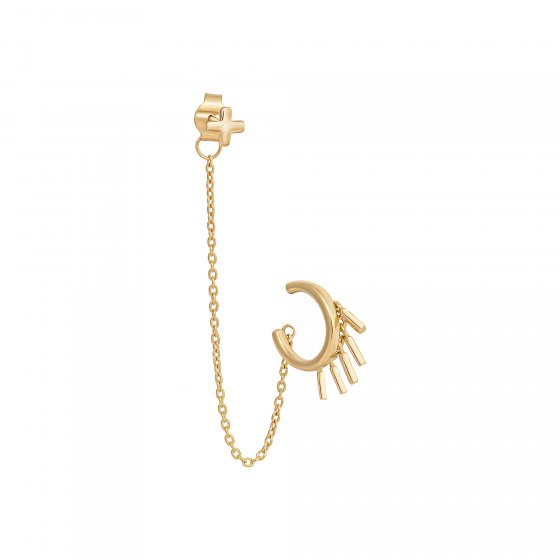 Single Ohrring 925 Sterling Silber vergoldet mit Ear Cuff und Anhängern 