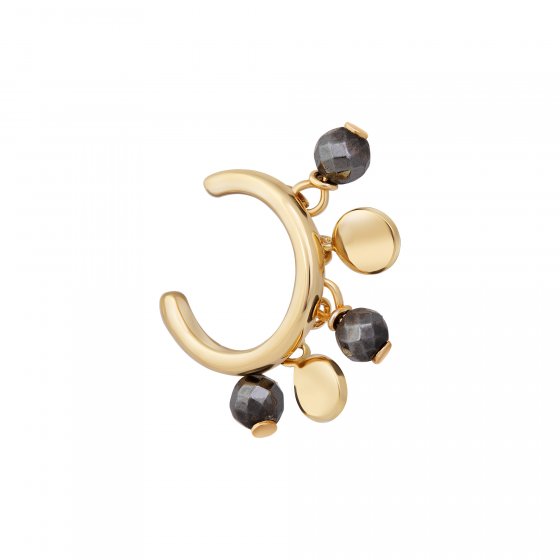 Ear Cuff 925 Silber vergoldet Hämatit Plättchen 