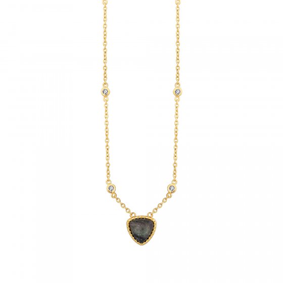 Collier 925 Silber vergoldet Dreieck Labradorit Weißtopas 