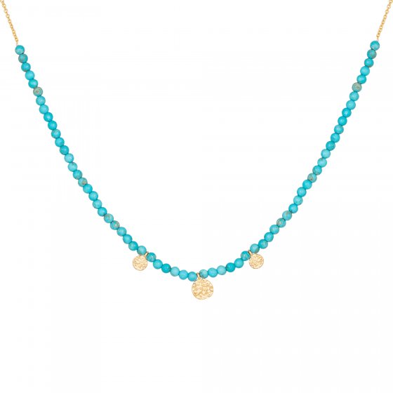 Halskette 925 Silber vergoldet türkiser Howlith Plättchen 