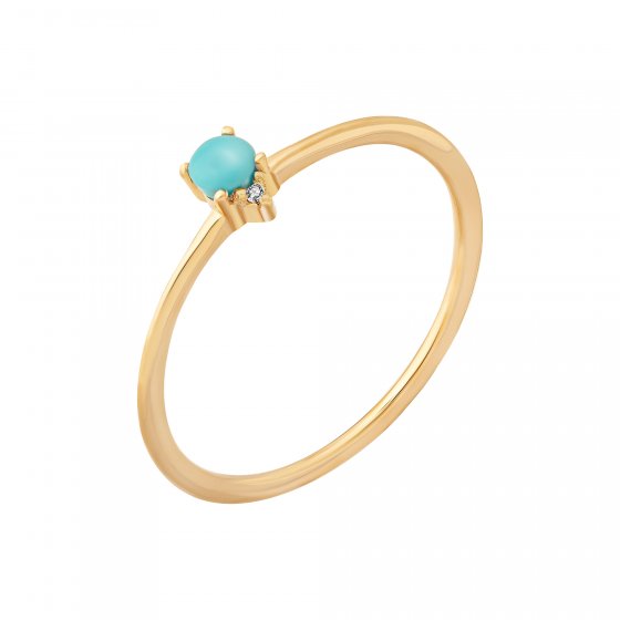 Ring 925 Silber vergoldet Türkis & Weißtopas 