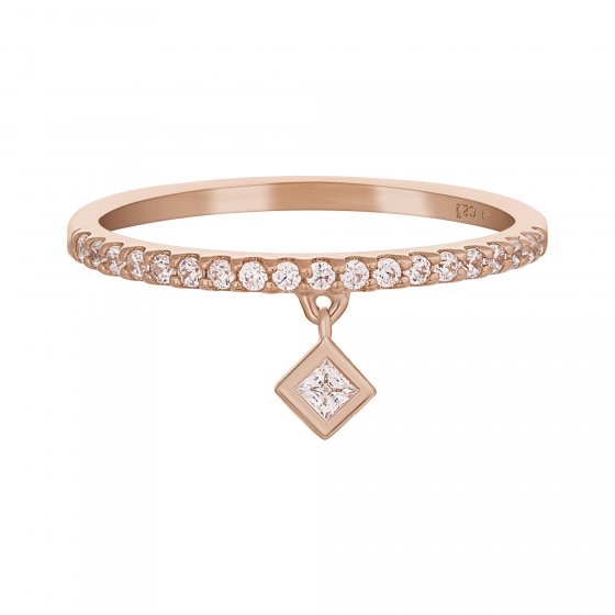 Ring 925 Sterling Silber rosé vergoldet Anhänger Raute Zirkonia 