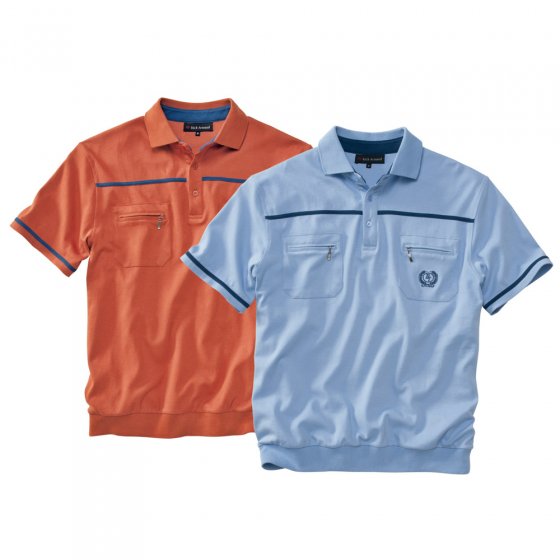 Set:Poloshirt,blau+Ziegel,XL XL | Ziegel#Hellblau