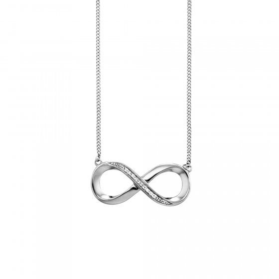 Halskette Silber 925 rhodiniert Topas weiß 42+3cm 