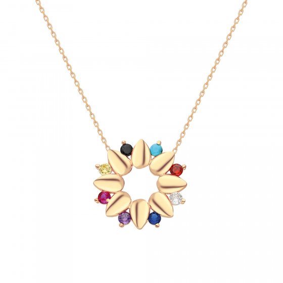 Anhänger mit Kette 925 Silber rose vergoldet Glänzend 45,5+7,5cm Zirkonia Weiß 