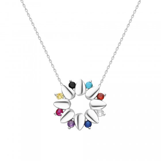 Anhänger mit Kette 925 Silber rhodiniert Glänzend 45,5+7,5cm Zirkonia Weiß 