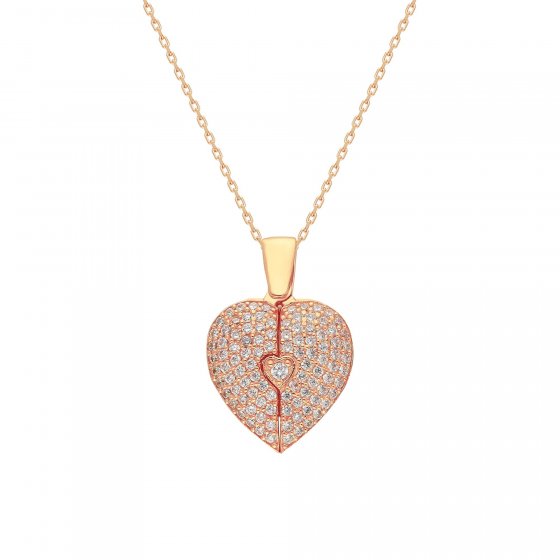 Anhänger mit Kette 925  Silber rose vergoldet Glänzend 45,5+7,5cm Zirkonia Weiß 