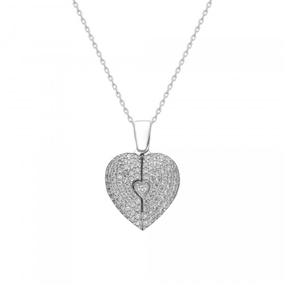Anhänger mit Kette 925/- Sterling Silber rhodiniert Glänzend 38+5cm Zirkonia Weiß 