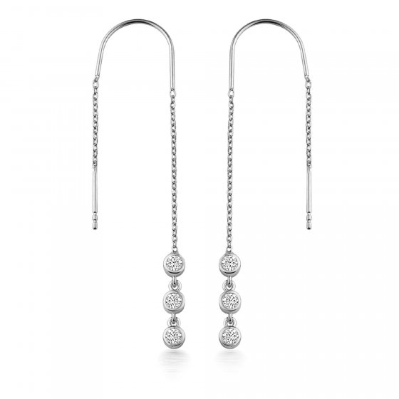 Ohrhänger 925/- Sterling Silber rhodiniert Glänzend 8cm Zirkonia Weiß 