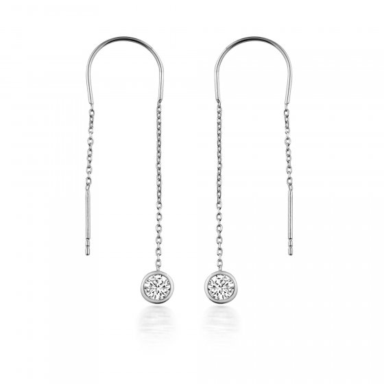 Ohrhänger 925/- Sterling Silber rhodiniert Glänzend 8cm Zirkonia Weiß 