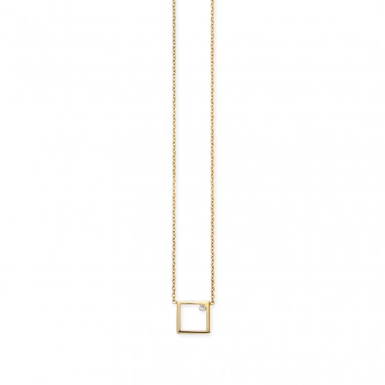 Collier 925 Sterling Silber gelb vergoldet Rechteck Zirkonia 