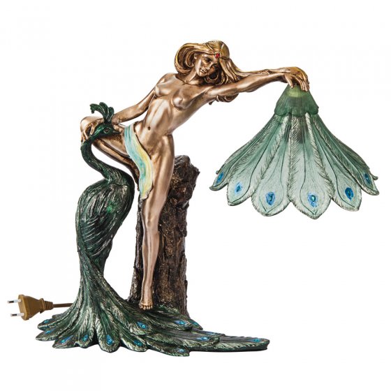 Bronzierte Lampe "Pfau" 