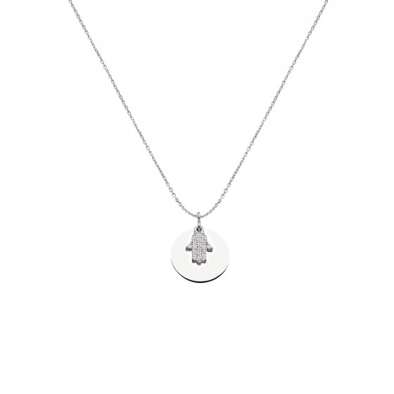 Anhänger mit Kette 925/- Sterling Silber rhodiniert Glänzend 42+3cm Zirkonia Weiß 
