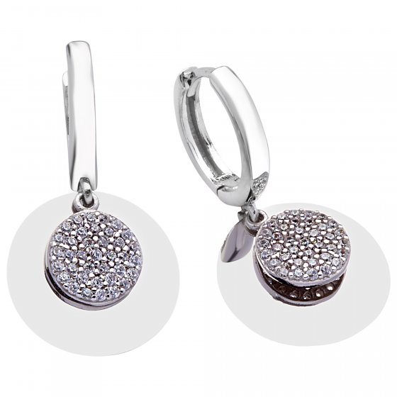 Ohrhänger 925/- Sterling Silber rhodiniert Glänzend  Zirkonia Weiß 