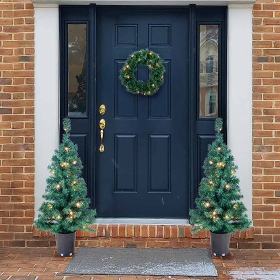 LED Weihnachtsbäume und Kranz 