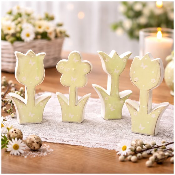 Frühlingsblumen 4 er Set aus Keramik 15 cm 