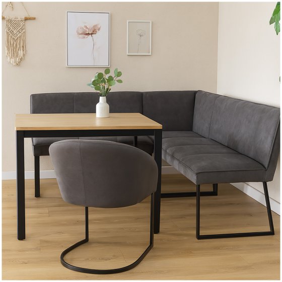 Eckbank 152 x 192 cm Schwarz Vemal kurzer Schenkel links 