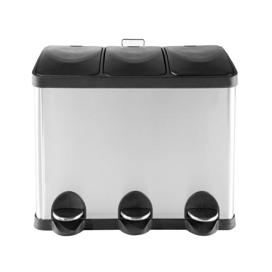 Mülleimer mit 3 Kammern Jannik 45 Liter Silber Schwarz 