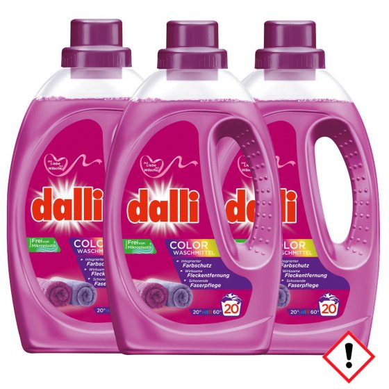 Dalli Color Waschmittel mit Leuchtkraft Formel 20WL 1100ml 3er Pack 