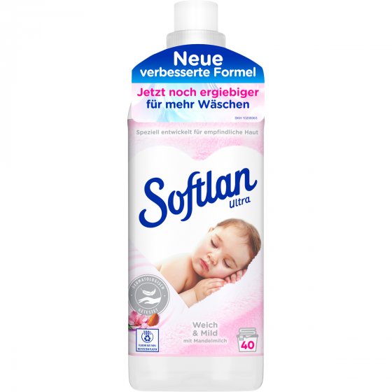 Softlan Ultra Weich und Mild mit Mandelmilch Weichspüler 40 WL 1000ml 