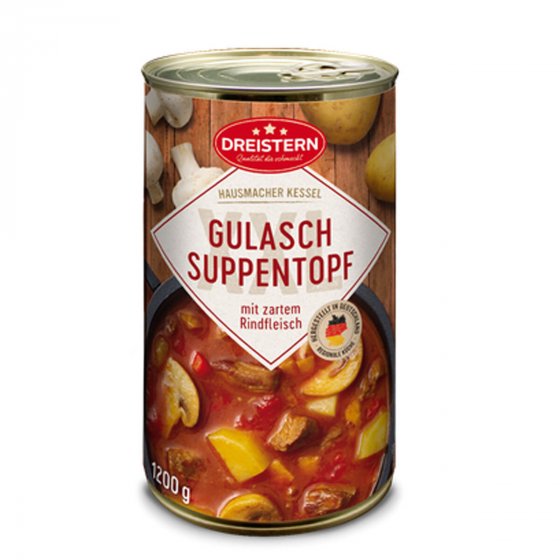 Dreistern Gulaschsuppentopf mit passend zartem Rindfleisch 1200g 