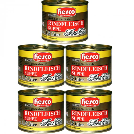 Hesco First Class Rindfleisch Suppe stark konzentriert 5 Dosen 1060ml 
