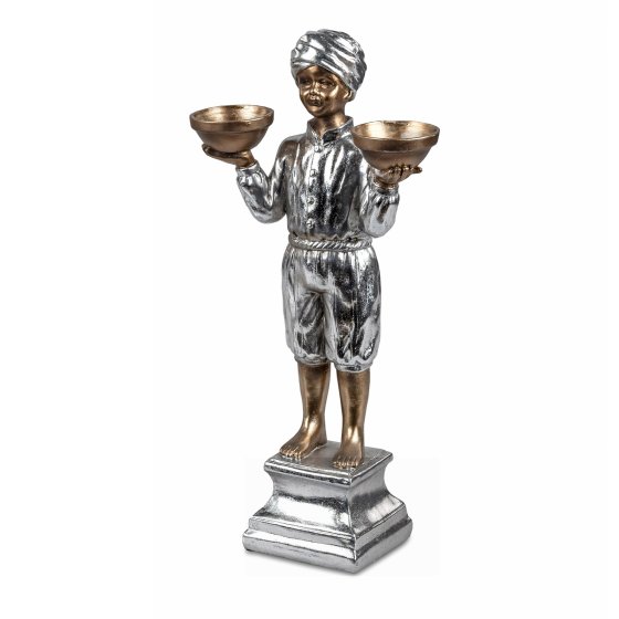 Dekofigur mit Schalen Silber Bronze 