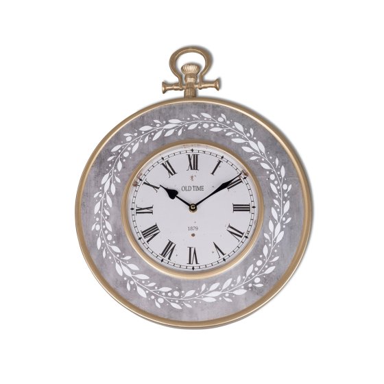 Wanduhr grau antik mit Ranke 38 cm 