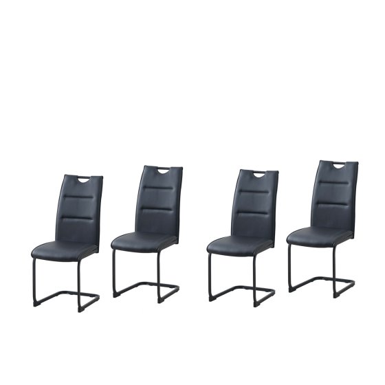 Schwingstuhl DannyP PU Schwarz Freischwinger Esszimmerstuhl Kunstleder 