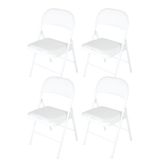 Klappstuhl Wedigo Kunstleder Weiß-Weiß 4er-Set 