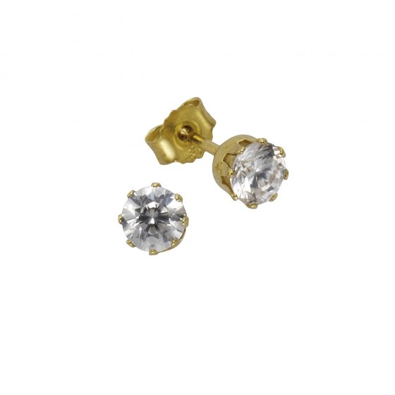 Ohrstecker 333 Gold Zirkonia weiß 4,5mm 