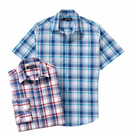 Pflegeleichtes Karohemd im Set 3XL (47/48) | Rot#Blau