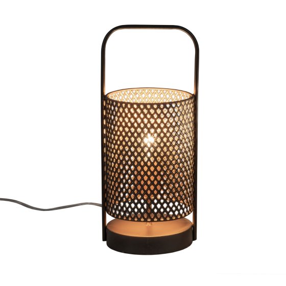 Lampe Rund Metalllampe in Goldschwarz 