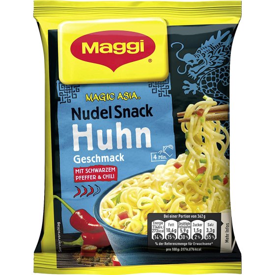 Maggi Magic Asia Nudel Snack Huhn mit Schwazem Pfeffer und Chili 62g 