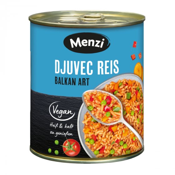 Menzi Djuvec Reis nach Balkan Art mit Gemüse tafelfertig vegan 800g 