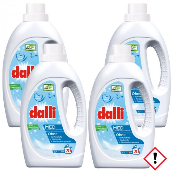 Dalli Med Flüssigwaschmittel 20 Waschladungen 1100ml 4er Pack 
