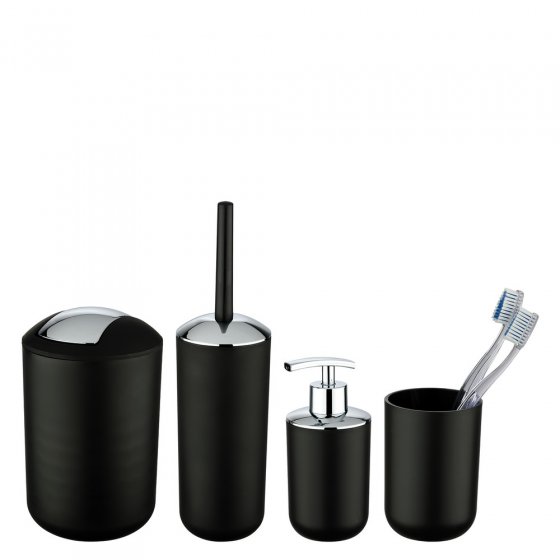 Bad-Accessoire-Set Mod. Brasil Schwarz 4-teilig, für einheitliche Badausstattung 
