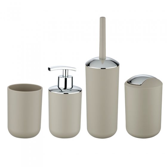 Bad-Accessoire Set Mod. Brasil Taupe, 4-teilig , Spezialkunststoff, bruchsicher 