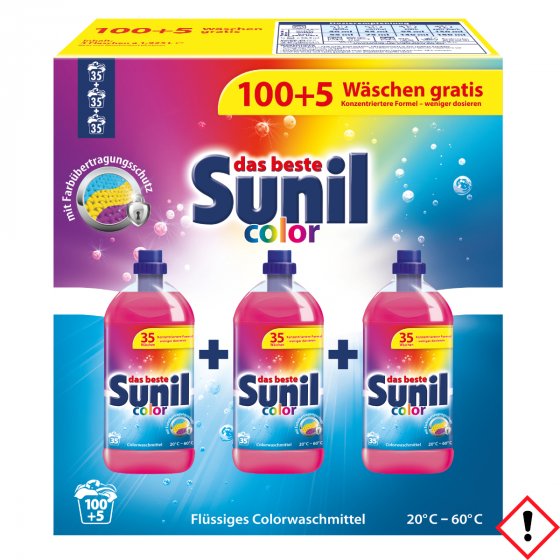 Sunil color Flüssigwaschmittel für alle Temperaturen 100 plus 5WL 